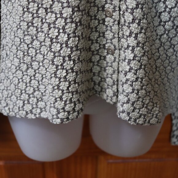 Jane Hamill Silver Gray White Geometric V-Neck Cardigan Sweater Medium USA - Picture 4 of 12